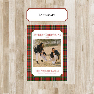 Tartan Plaid Christmas Photo Card | Preppy Holiday Card | Xmas Plaid Photo Card | Printed or PDF File | 2-Sided Card