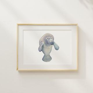 Manatee Artwork | Seaside Art | Beachy Artwork | Watercolor Manatee Painting | Housewarming Gift | Couples & Wedding Gift