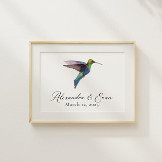 Hummingbird Artwork | Nature Art | Bird Artwork | Watercolor Hummingbird Painting | Housewarming Gift | Couples & Wedding Gift