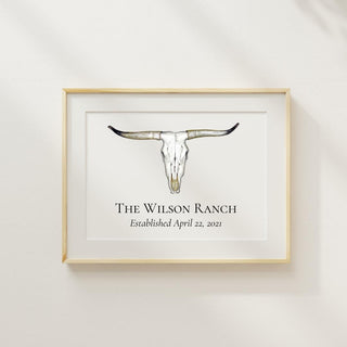 Longhorn Artwork | Western Art | Cattle Ranch Artwork | Cowboy Art | Southwest US Artwork | Housewarming Gift | Couples Gift | Wedding Gift