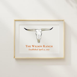 Longhorn Artwork | Western Art | Cattle Ranch Artwork | Cowboy Art | Southwest US Artwork | Housewarming Gift | Couples Gift | Wedding Gift