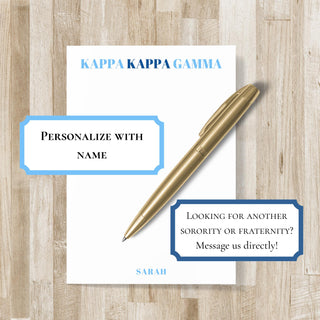 Personalized Kappa Kappa Gamma Notepad | KKG Stationery | Kappa Sorority Gift | KKG Bid Day Gift | Kappa Little Sister / Big Sister Gift