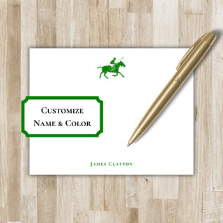 Personalized Polo Stationery | Polo Flat Notecards | Horse Polo Player Gift | Mens & Women's Polo Stationary
