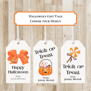 Personalized Halloween Gift Tags | Halloween Bag Tags | Kids Halloween Gifts | Trick or Treat Gift Tags | Kids Candy Treat Bag Tags