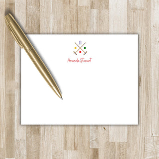 Personalized Croquet Stationery | Croquet Flat Notecards | Croquet Player Gift | Mens & Women's Croquet Stationary