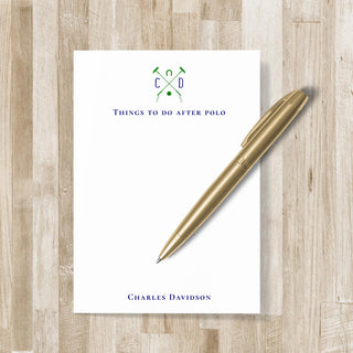 Personalized Polo Monogram Notepad | Horse Polo Player Monogrammed Gift | Polo Stationery| Men's Polo & Women's Polo Gift