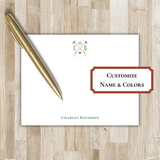 Personalized Polo Monogram Stationery | Polo Flat Monogram Notecards | Horse Polo Player Gift | Mens & Women's Polo Stationary