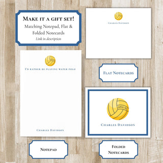 Personalized Folded Water Polo Notecards | Water Polo Player Stationery | Water Polo Notecards | Water Polo Gift | h2o Polo Gift