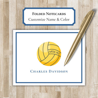 Personalized Folded Water Polo Notecards | Water Polo Player Stationery | Water Polo Notecards | Water Polo Gift | h2o Polo Gift