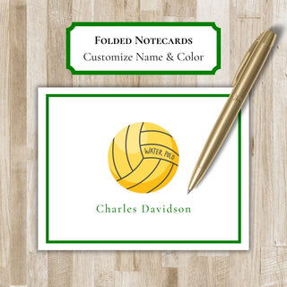Personalized Folded Water Polo Notecards | Water Polo Player Stationery | Water Polo Notecards | Water Polo Gift | h2o Polo Gift