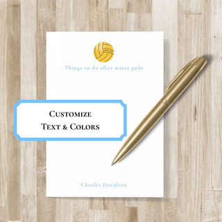 Personalized Water Polo Notepad | Water Polo Player Gift | Water Polo Stationery | Men's H2O Polo & Women's H2O Polo Gift