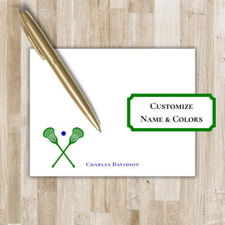 Personalized Lacrosse Stationery Set / Stationary | Lax Notecards | Lacrosse Sticks Notecards | Personalize with Team Colors | Team Gift