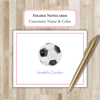 Personalized Folded Soccer Notecards | Soccer Stationery Set | Soccer Notecards | Soccer Gift | Futbol Gift