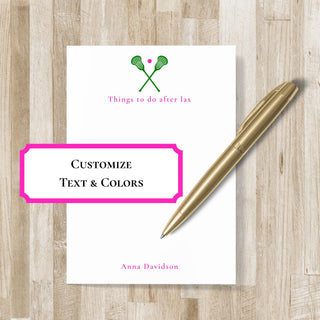 Personalized Lacrosse Notepad | Lacrosse Player Gift | Lacrosse Stationery | Lacrosse Team Gift | Lax Player Gift