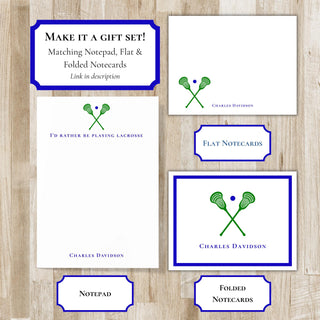 Personalized Folded Lacrosse Notecards | Lacrosse Stationery Set | Lacrosse Notecards | Lacrosse Gift | Lax Team Gift | Lax Stationary