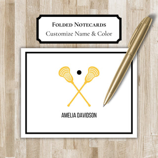 Personalized Folded Lacrosse Notecards | Lacrosse Stationery Set | Lacrosse Notecards | Lacrosse Gift | Lax Team Gift | Lax Stationary