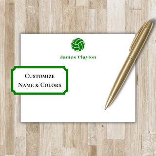 Personalized Volleyball Stationery | Volleyball Flat Notecards | Volleyball Gift | Mens & Women's Volleyball Stationary