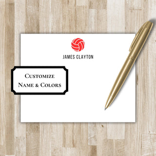 Personalized Volleyball Stationery | Volleyball Flat Notecards | Volleyball Gift | Mens & Women's Volleyball Stationary