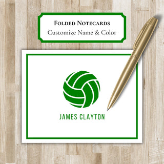 Personalized Folded Volleyball Notecards | Volleyball Stationery Set | Volleyball Notecards | Volleyball Gift