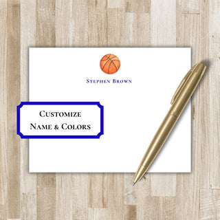 Personalized Basketball Stationery Set / Stationary | Bball Flat Notecards | Basketball Team Gift | Present for Basketball Lover