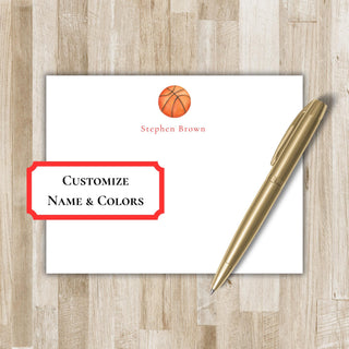 Personalized Basketball Stationery Set / Stationary | Bball Flat Notecards | Basketball Team Gift | Present for Basketball Lover