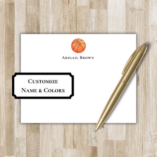 Personalized Basketball Stationery Set / Stationary | Bball Flat Notecards | Basketball Team Gift | Present for Basketball Lover