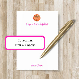 Personalized Basketball Notepad | Basketball Player Gift | Basketball Stationery | Basketball Team Gift | Bball Player Gift
