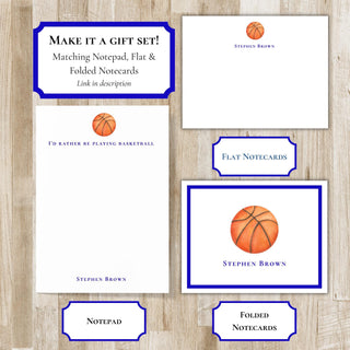 Personalized Folded Basketball Notecards | Basketball Stationery Set | Basketball Notecards | Basketball Gift | Bball Team Gift
