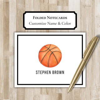 Personalized Folded Basketball Notecards | Basketball Stationery Set | Basketball Notecards | Basketball Gift | Bball Team Gift