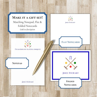 Personalized Folded Croquet Notecards | Croquet Stationery Set | Croquet Notecards | Croquet Gift
