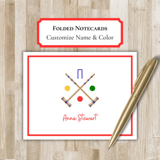 Personalized Folded Croquet Notecards | Croquet Stationery Set | Croquet Notecards | Croquet Gift