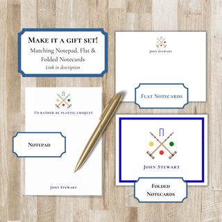 Personalized Croquet Stationery | Croquet Flat Notecards | Croquet Player Gift | Mens & Women's Croquet Stationary