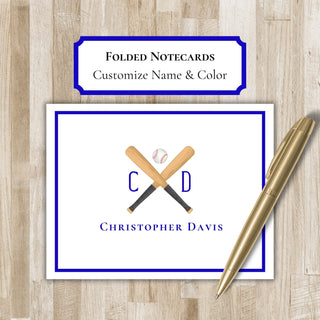 Personalized Folded Baseball Notecards | BaseballStationery Set | Baseball Notecards | Baseball Gift | Baseball Team Gift