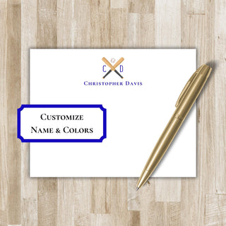 Personalized Monogram Baseball Stationery | Baseball Flat Notecards | Baseball Gift | Baseball Team Gift