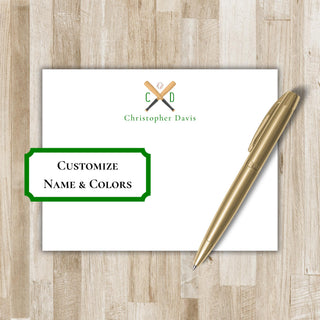 Personalized Monogram Baseball Stationery | Baseball Flat Notecards | Baseball Gift | Baseball Team Gift