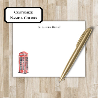 Personalized London Stationery Set / Stationary | London Phone Booth Notecards | Travel Gift