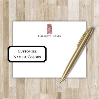Personalized London Stationery Set / Stationary | London Phone Booth Notecards | Travel Gift