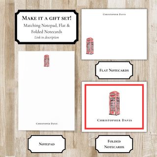 Personalized London Stationery Set / Stationary | London Phone Booth Notecards | Travel Gift