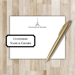 Personalized Paris Stationery Set / Stationary | Eiffel Tower Notecards | Paris French Travel Gift