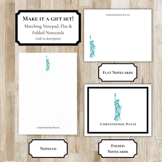 Personalized New York Stationery Set / Stationary | Statue of Liberty Notecards | NYC Travel Gift