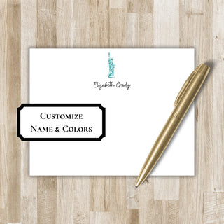 Personalized New York Stationery Set / Stationary | Statue of Liberty Notecards | NYC Travel Gift