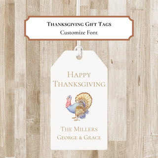 Personalized Thanksgiving Turkey Gift Tags | Thanksgiving Turkey Bag Tags | Elegant Fall Enclosure Card / Tags
