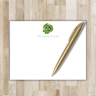 Personalized Robin's Egg Stationery Set / Stationary | Bird Lover Notecards | Audubon Gift | Robin Bird Flat Notecards