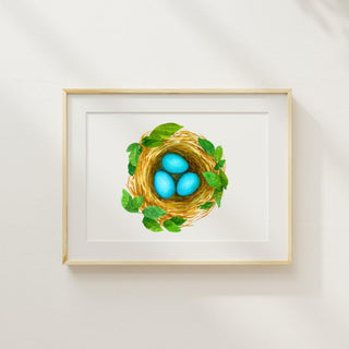 Robin's Egg & Nest Artwork | Bird Artwork | Bird Watching | Housewarming Gift | Bird Lover Gift