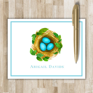 Personalized Folded Robin's Egg Notecards | Robin's Nest Notecards | Bird Lover Gift | Folded Bird Notecards
