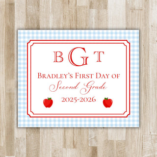 Gingham Monogram First Day of School Sign | Monogram Back to School Sign | Preppy Back to School Sign | Printed or Printable