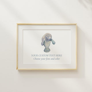 Manatee Artwork | Seaside Art | Beachy Artwork | Watercolor Manatee Painting | Housewarming Gift | Couples & Wedding Gift