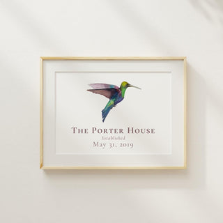 Hummingbird Artwork | Nature Art | Bird Artwork | Watercolor Hummingbird Painting | Housewarming Gift | Couples & Wedding Gift