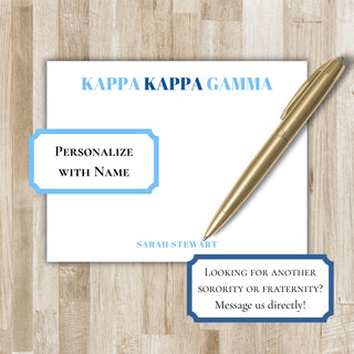 Personalized Kappa Kappa Gamma Stationery | KKG Flat Notecards | Kappa Sorority Stationary Set | Big / Little Sister Gift | Bid Day Gift