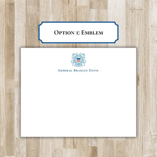 Personalized US Coast Guard Stationery Set / Stationary | USCG Flat Notecards | Military Gift | Coast Guard Gift